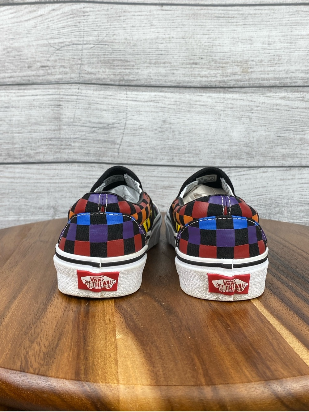 Vans Classic Slip On Rainbow Checkerboard Sneakers Women’s Shoe Size 6 - Picture 5 of 10